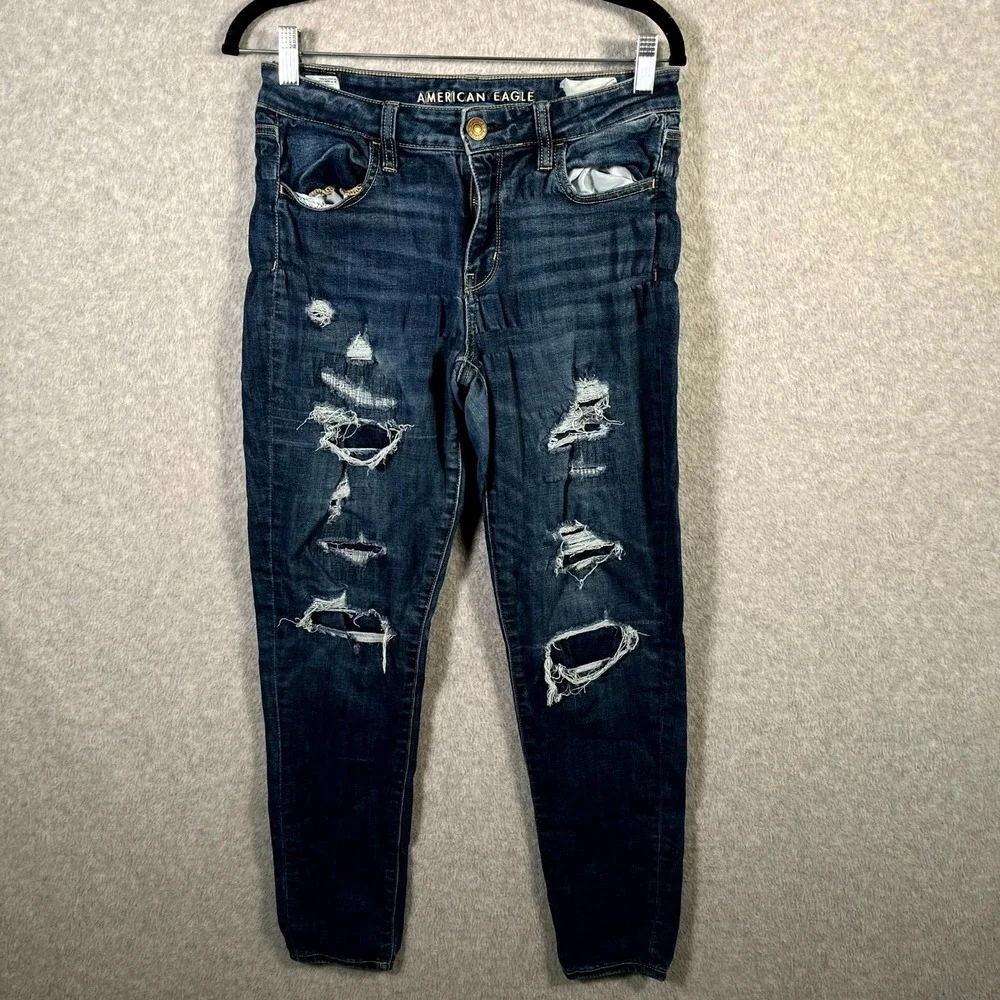 American Eagle‎ Outfitters Skinny Jeans Womens 8 Blue Denim Cotton Distressed